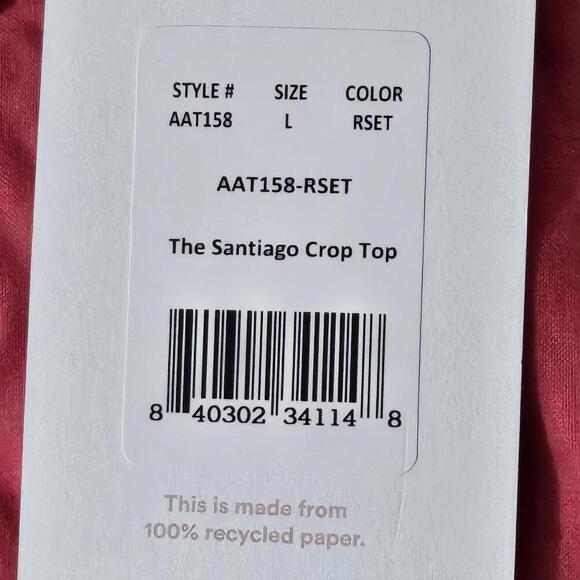 Andie The Santiago Crop Top Eyelet Rosette Size L | Feminine Summer Style - Picture 7 of 7